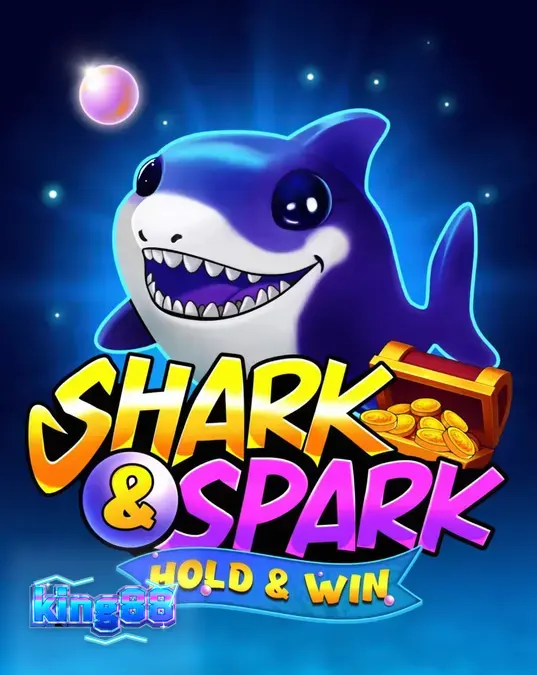 Giao diện trò chơi Shark & Spark Hold & Win với chú cá mập nhỏ hoạt hình