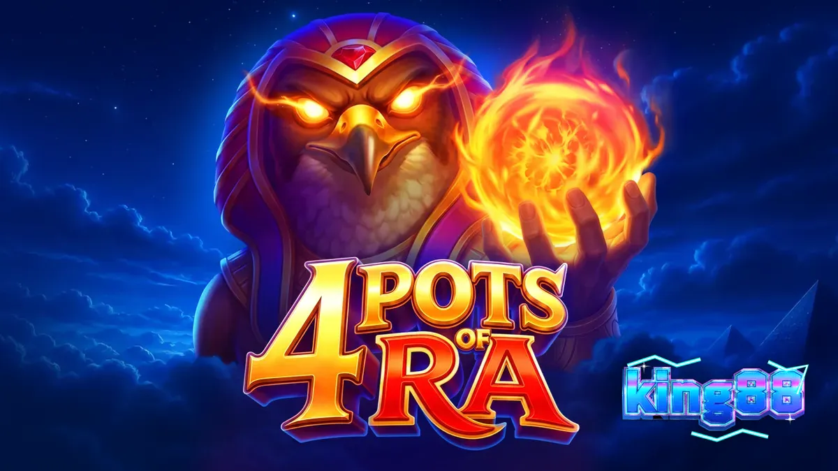 Giao diện trò chơi 4 Pots of Ra: Hold and Win với phong cách Ai Cập cổ đại